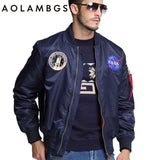 Men Bomber Flight Pilot Jacket Coat Thin Nasa Navy Flying Jacket Military Air Force Embroidery Baseball Uniform Army Green Black