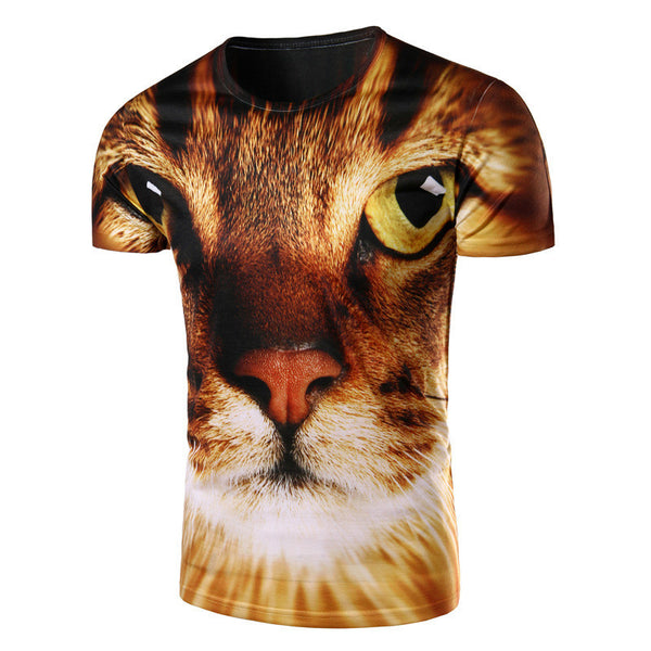 2016 Hot New Design Men T Shirt Fashion Cat Pattern 3D Print Casual O-neck Men t shirt Slim Short Sleeve T-shirt Men Tops Tees